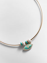 BaubleBar Evil Eye Collar Necklace - Gold/Blue - 
    Gold choker with charms 
  
