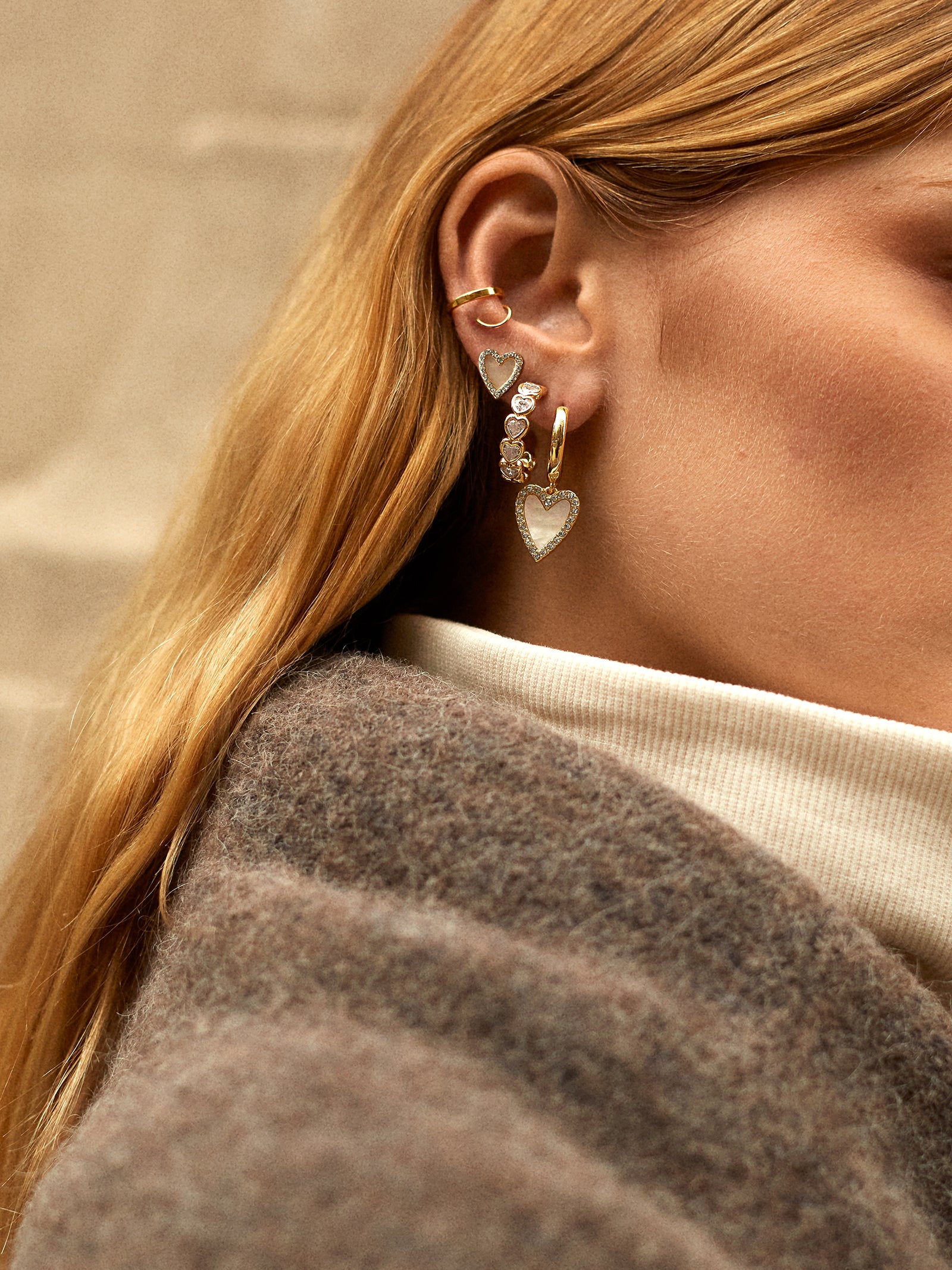 Heart Shell Pearl Tassel Bear Earring 【公式通販】