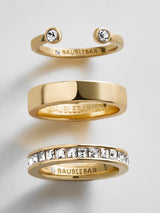 BaubleBar Vera Waterproof Ring Set - Vera Waterproof Ring Set - 
    Set of three gold rings 
  
