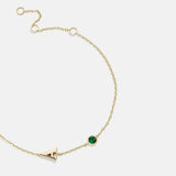 14K Gold Initial Birthstone Custom Bracelet - Emerald