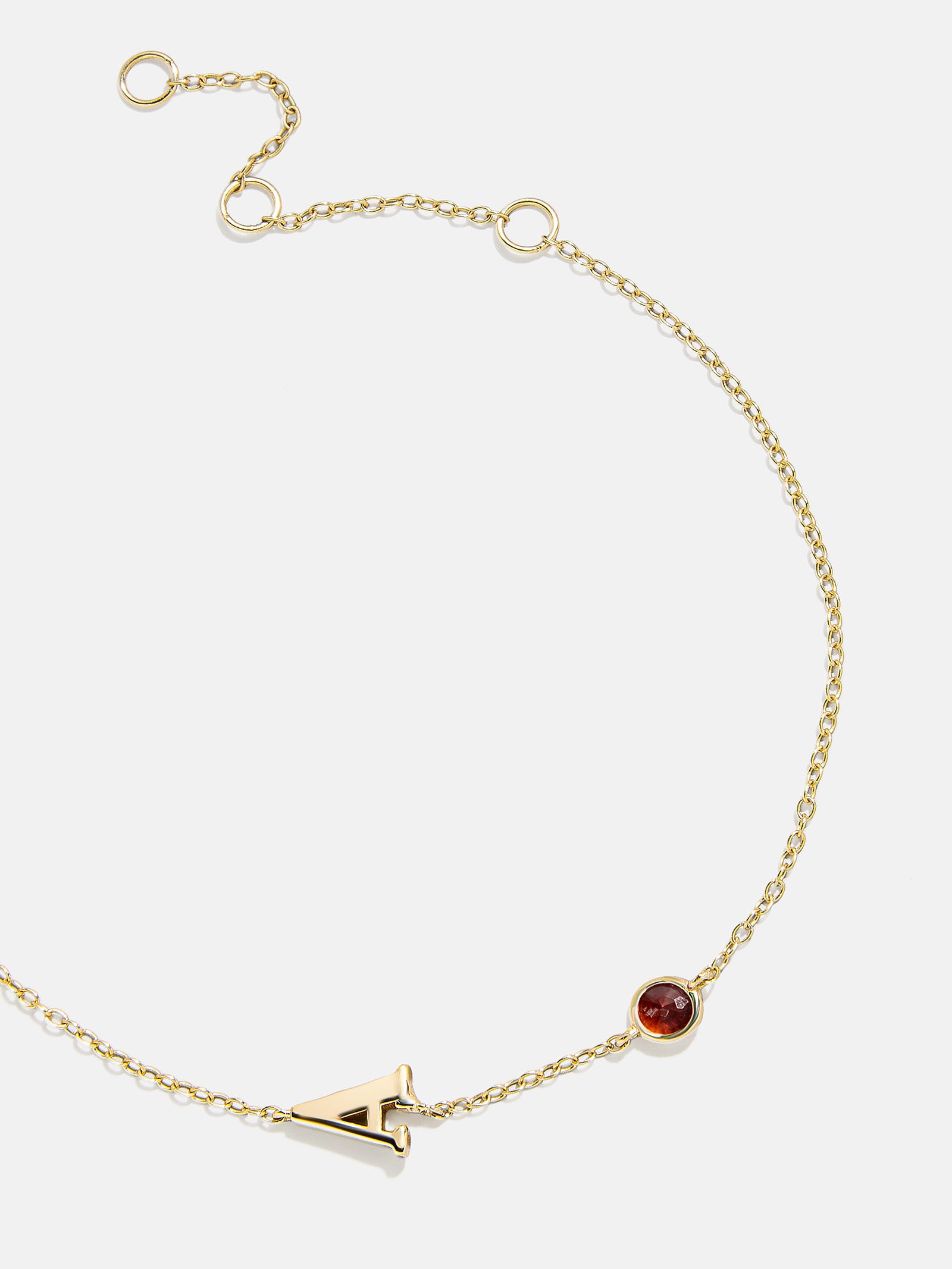 18K Gold Initial Birthstone Custom Bracelet - Ruby