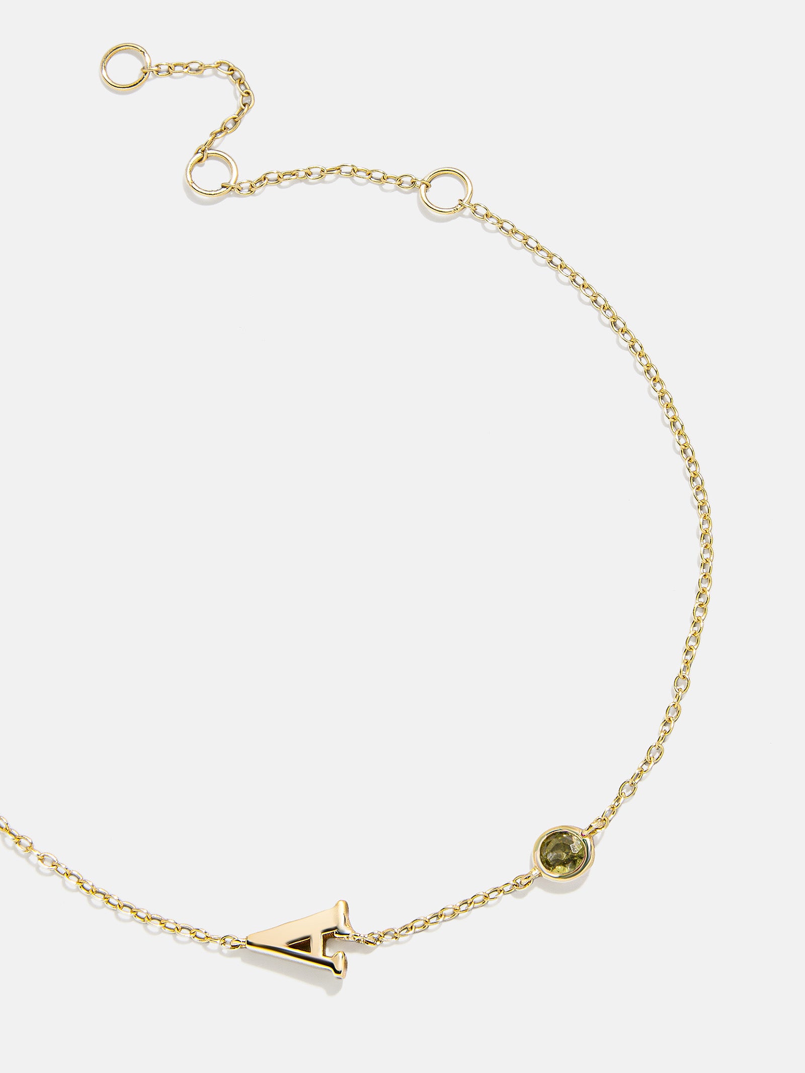 18K Gold Initial Birthstone Custom Bracelet - Peridot