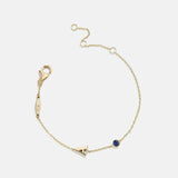 14K Gold Initial Birthstone Custom Bracelet - Sapphire