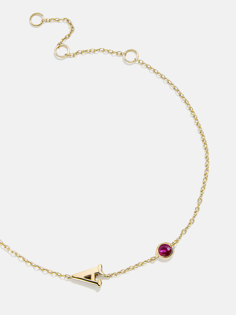 18K Gold Initial Birthstone Custom Bracelet - Rose