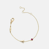 14K Gold Initial Birthstone Custom Bracelet - Rose