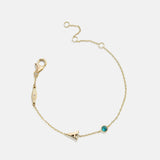14K Gold Initial Birthstone Custom Bracelet - Blue Zircon