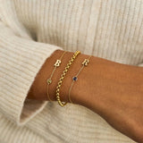 14K Gold Initial Birthstone Custom Bracelet - Crystal