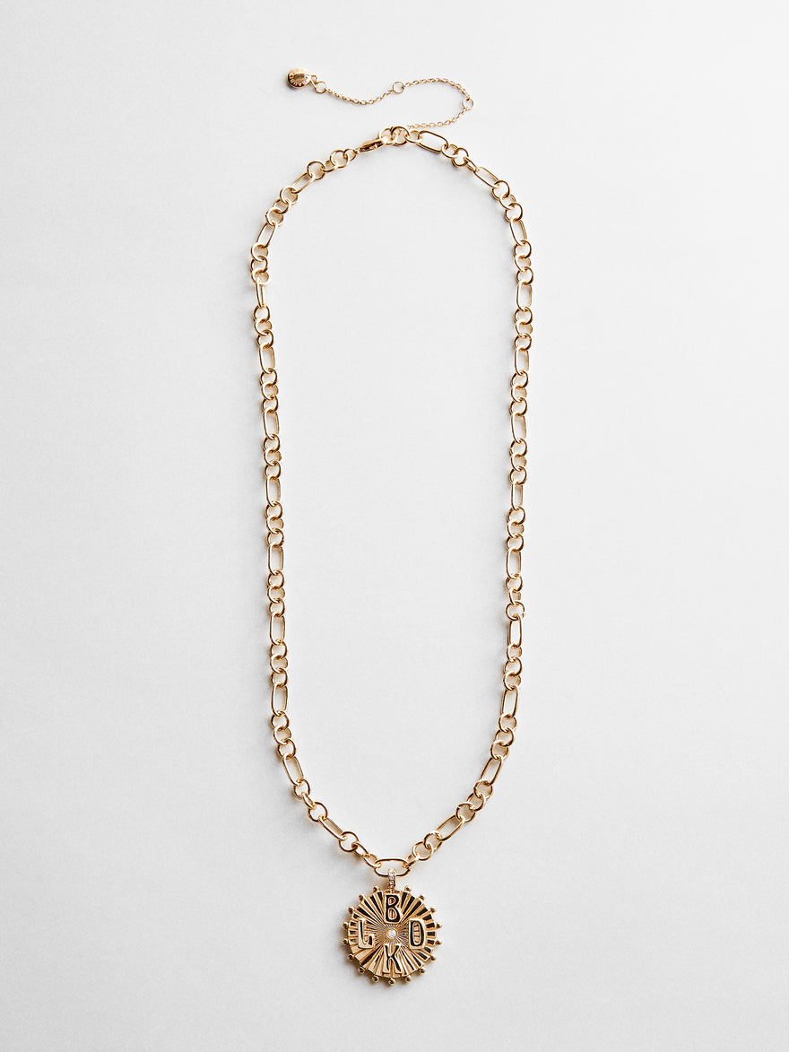 Initial Custom Medallion Necklace - Gold