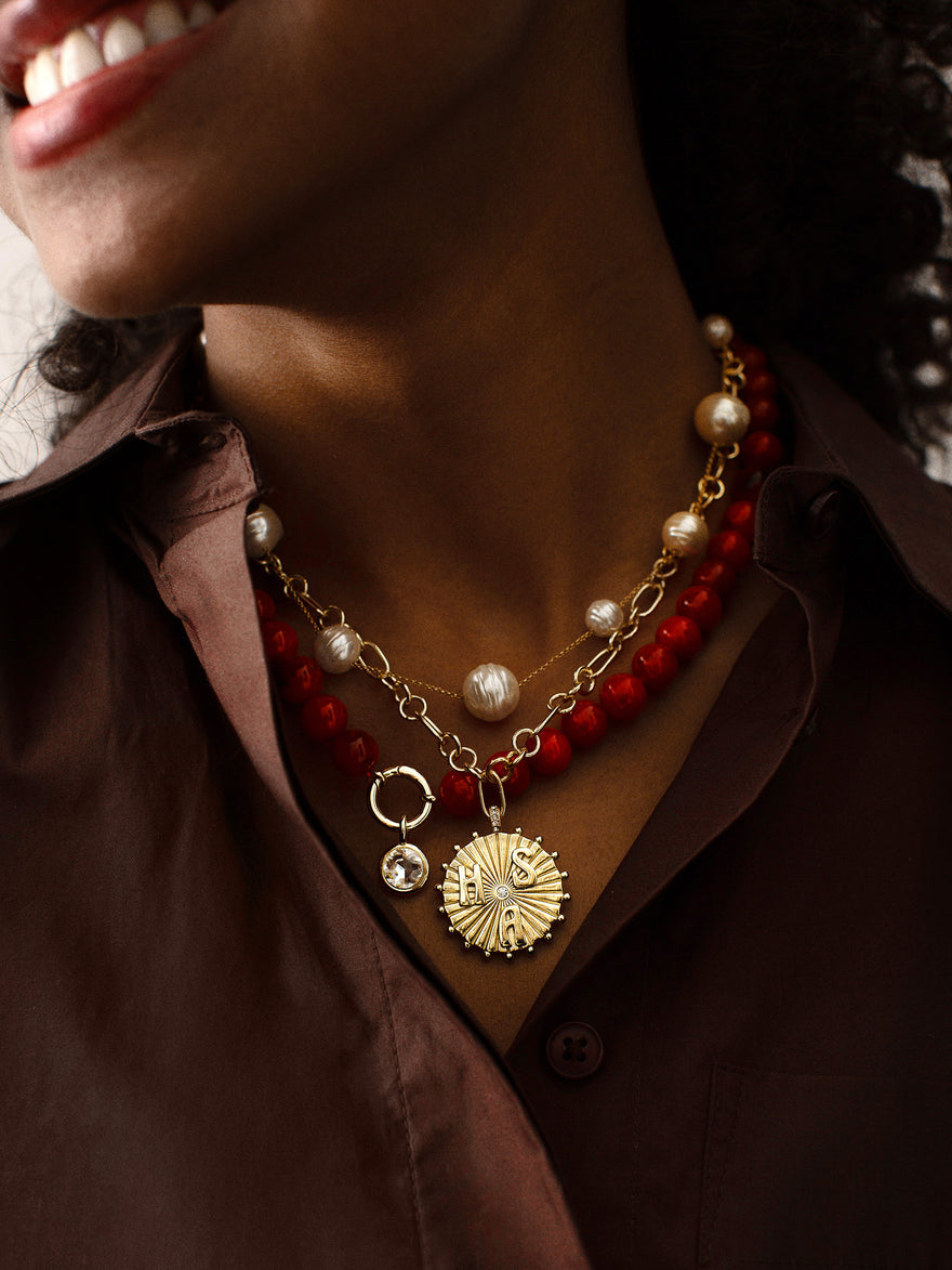 Initial Custom Medallion Necklace - Gold