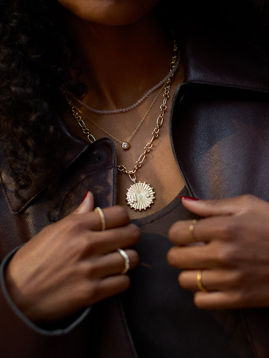 Initial Custom Medallion Necklace - Gold