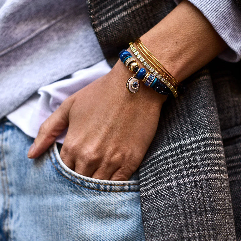 Eye Candy Evil Eye Paracord Bracelet in Navy | BaubleBar