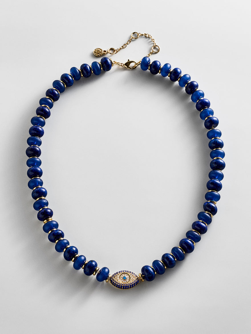 Eye Catcher Semi-Precious Necklace - Navy