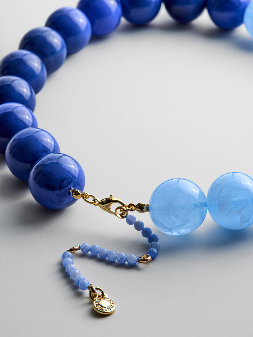 Jane Beaded Necklace - Lapis/Blue Lace Agate