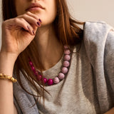 Jane Beaded Necklace - Dark Pink Quartz/Smoky Rose Quartz