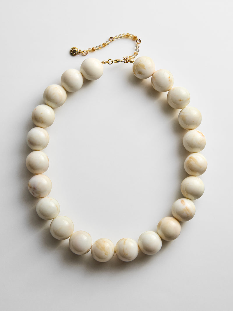 Jane Beaded Necklace - Smoky Ivory Quartz
