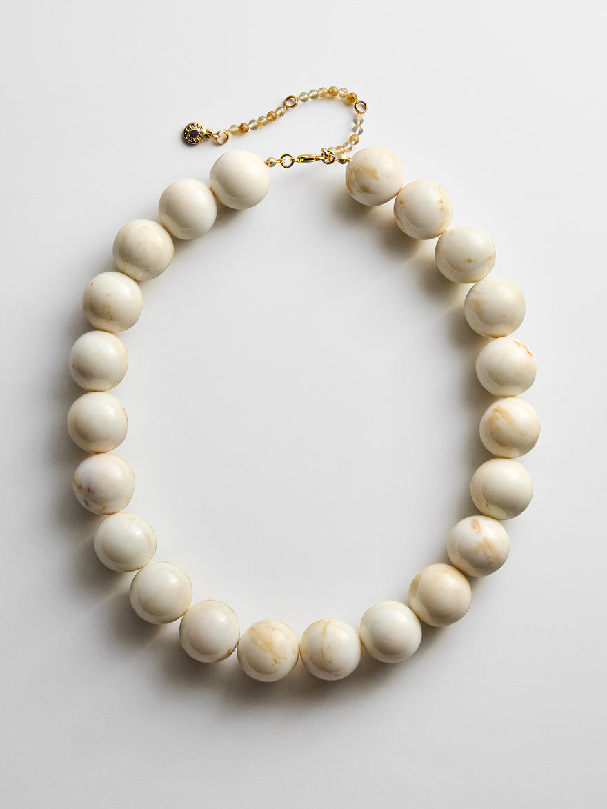Jane Beaded Necklace - Smoky Ivory Quartz
