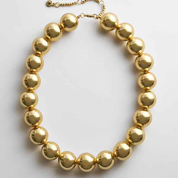 アクセサリー BRASS BEADS NECKLACE GOLD 50cm TraxNYC 14K Gold Beads Necklace 70232 | TraxNYC