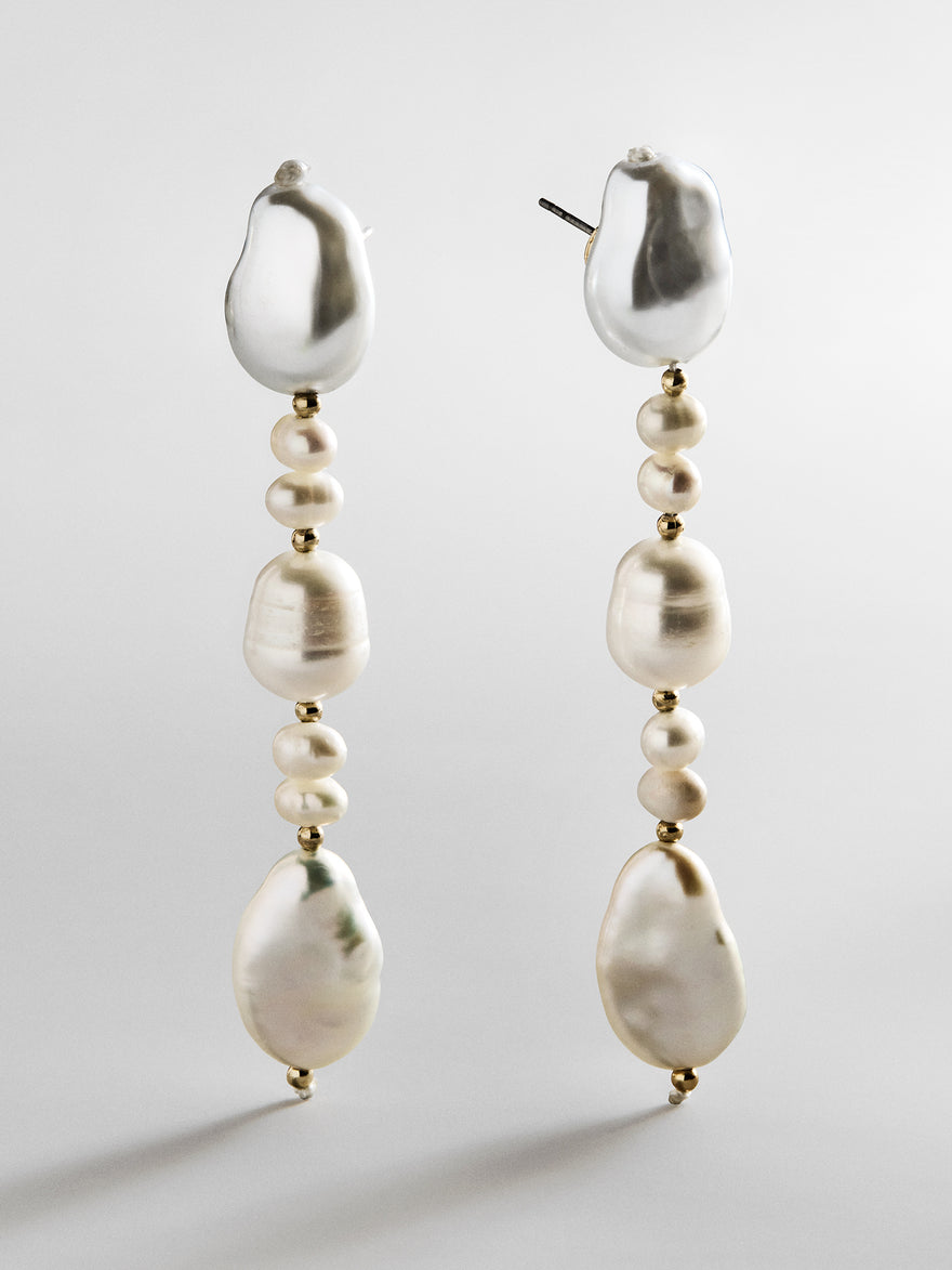 Beatrice Baroque Pearl Earrings - Pearl