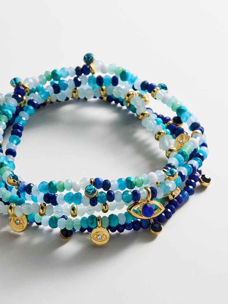 Indya Evil Eye Layered Bracelet Set - Blue Multi