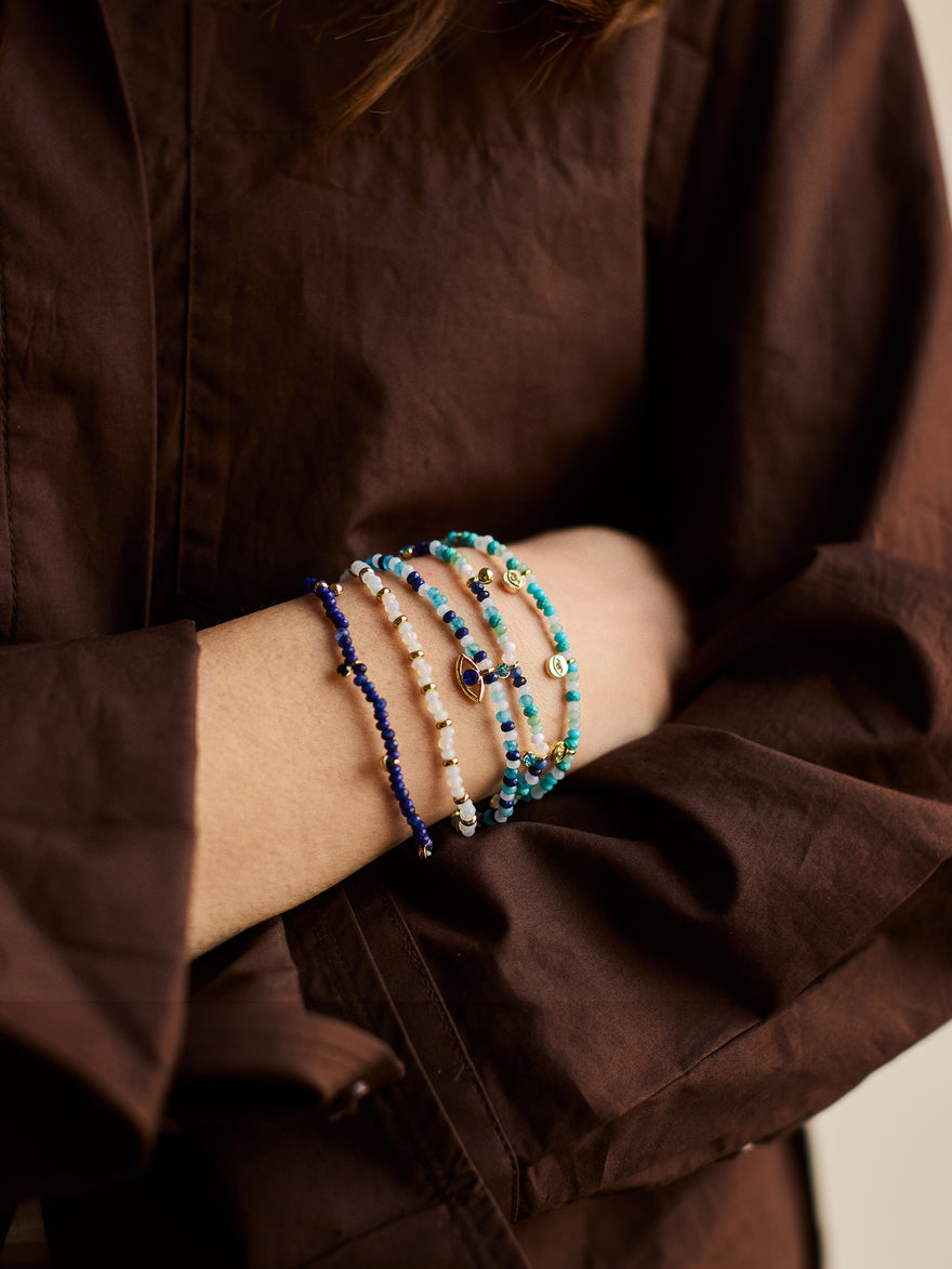 Indya Evil Eye Layered Bracelet Set - Blue Multi