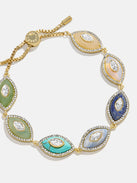 Bright Eye Semi-Precious Bracelet - Gold/Blue