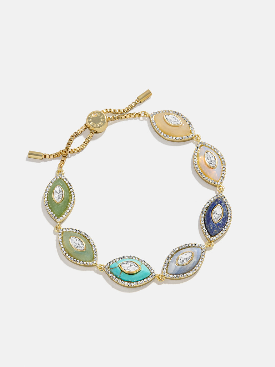 Bright Eye Semi-Precious Bracelet - Gold/Blue