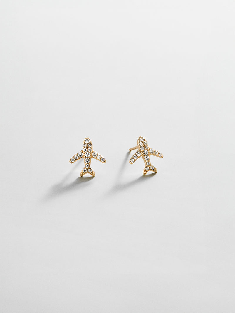 14K Gold Just For Fun Earrings - Airplane