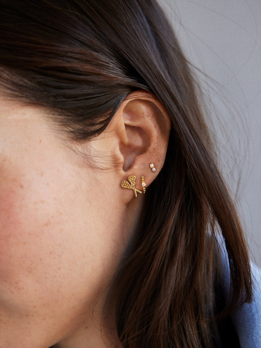 14K Gold Sports Delicate Stud - Lacrosse