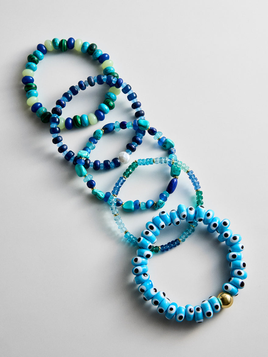Darcy Beaded Bracelet Set - Blue