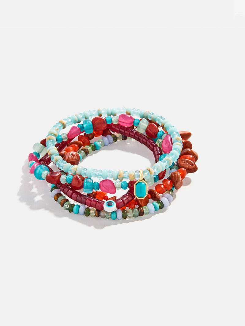 Darcy Beaded Bracelet Set - Red