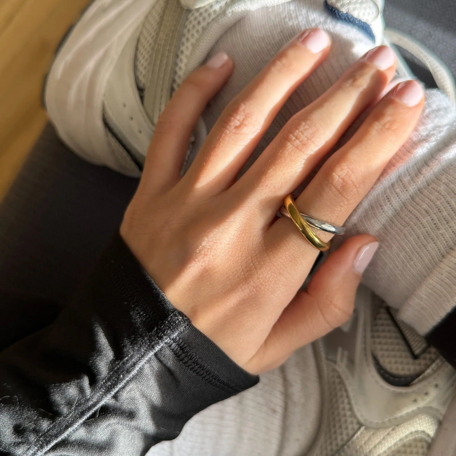 Melanie Waterproof Criss-Cross Ring in Gold/Silver | BaubleBar