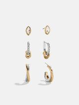 BaubleBar Sylvie Waterproof Earring Set - Sylvie Waterproof Earring Set - 
    Set of three gold earrings 
  
