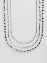 BaubleBar Taylor Waterproof Necklace Set - Silver - 
    Silver chain necklace layers 
  
