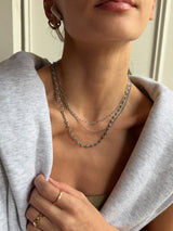 BaubleBar Taylor Waterproof Necklace Set - Silver - 
    Silver chain necklace layers 
  
