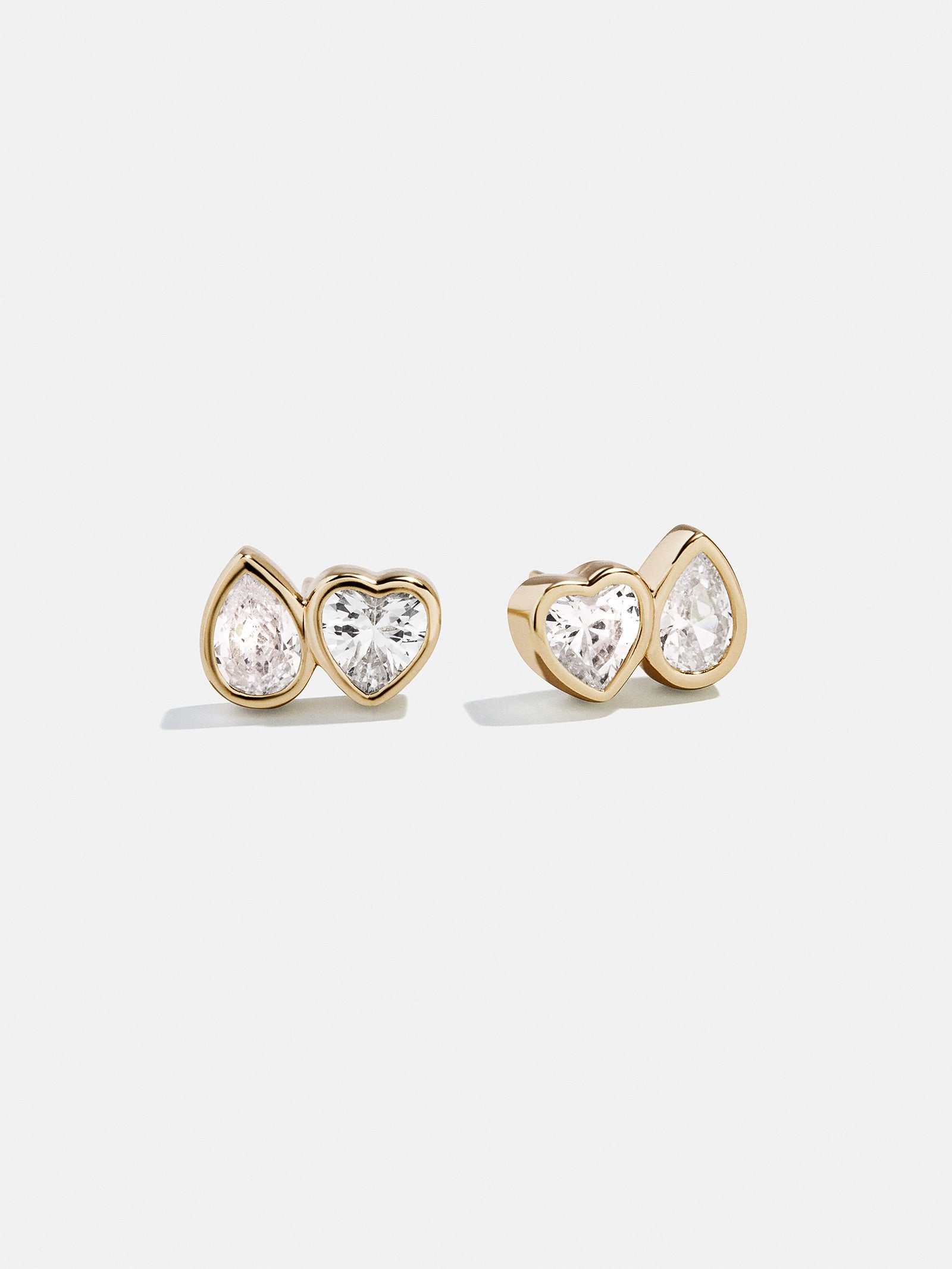 Toi Et Moi 14K Gold Stud Earrings - Gold/Pavé