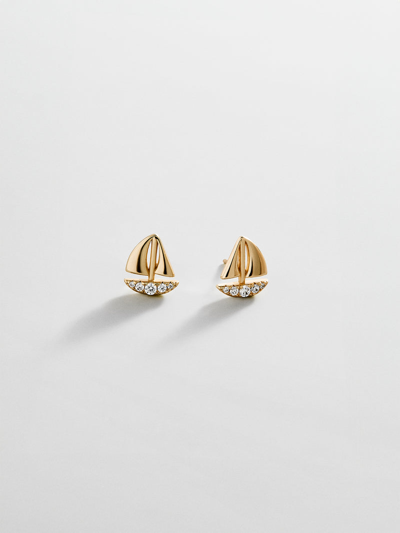 14K Gold Just For Fun Earrings - Sailboat