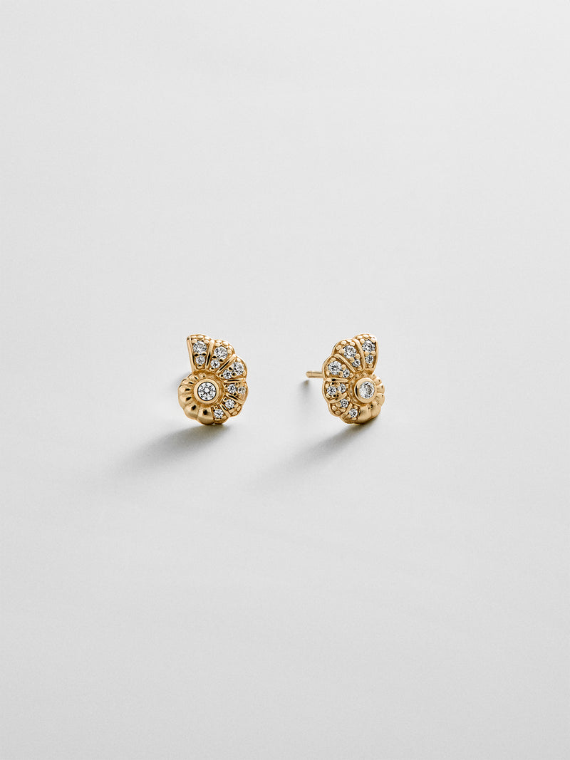 14K Gold Just For Fun Earrings - Spiral Shell