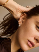 Greer 14K Sterling Silver Huggie Earrings - Silver