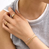 Eliza 14K Gold Cuff Bracelet - Gold/Pavé Cuff, Round Stone