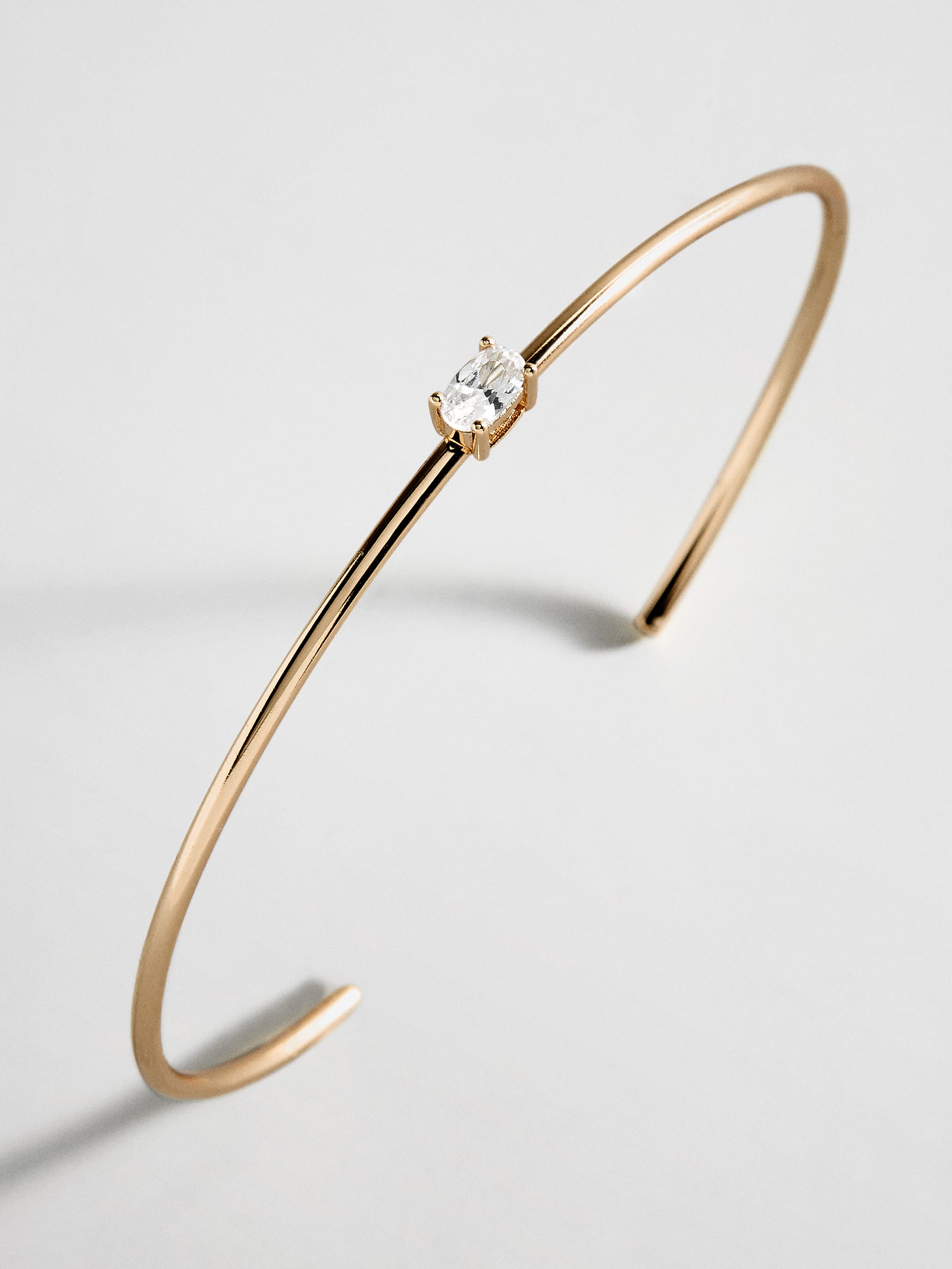 Valentina 14K Gold Cuff Bracelet - Gold Cuff, Oval Stone