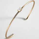 Valentina 14K Gold Cuff Bracelet - Gold Cuff, Oval Stone