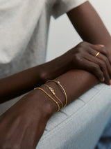 BaubleBar Valentina 14K Gold Cuff Bracelet - Gold Cuff, Round Stone - 
    Crystal stacking bracelet
  
