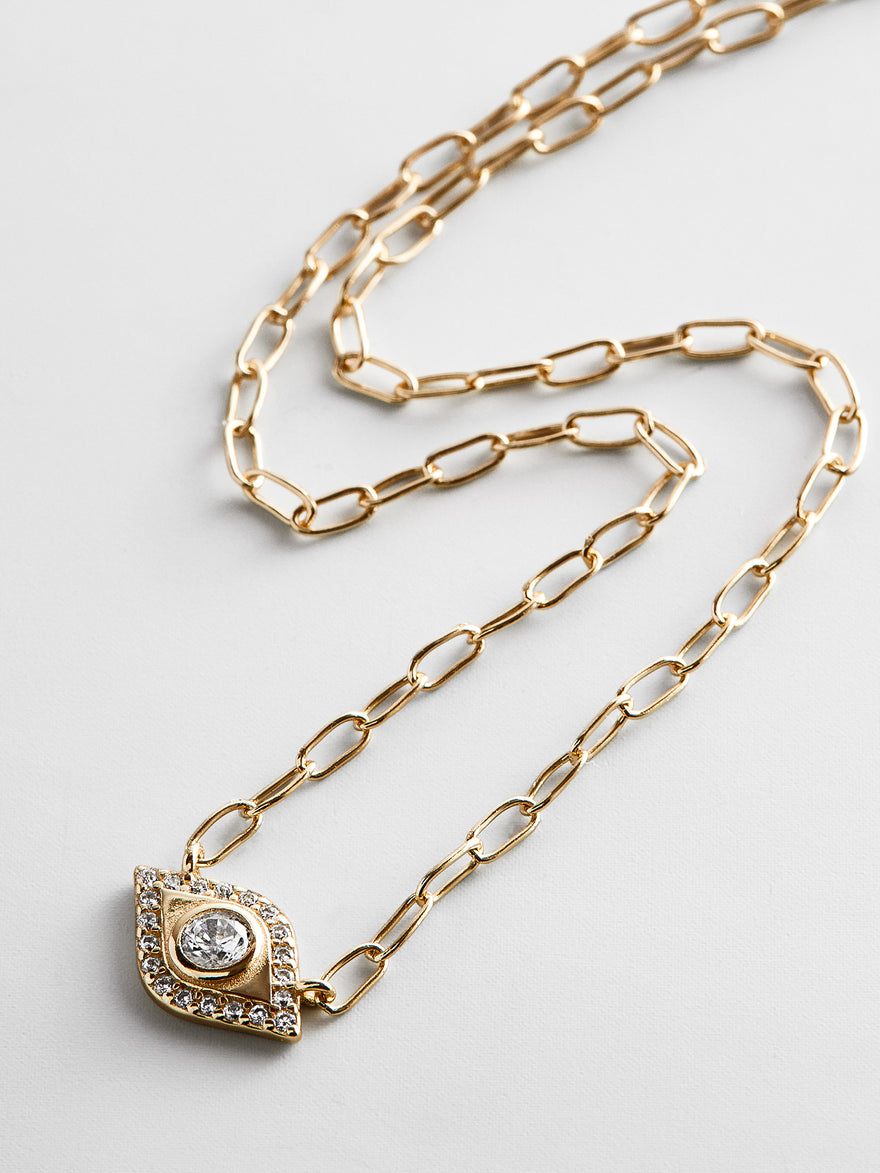 Evil Eye 14K Gold Hera Necklace - Gold/Pavé