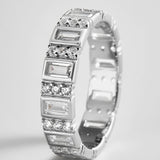 Isabella Sterling Silver Cigar Band - Silver/Pavé