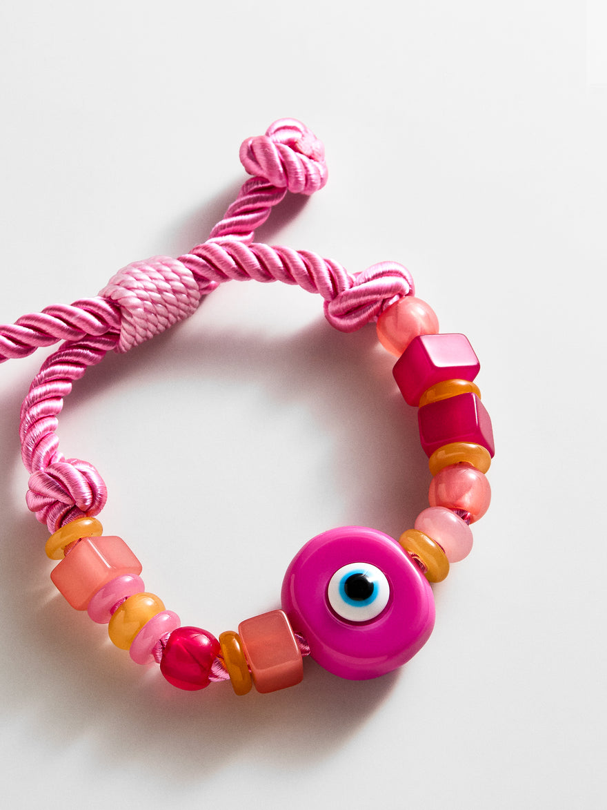 Bright Eyed Beaded Bracelet - Pink