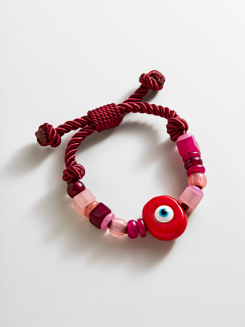 Bright Eyed Beaded Bracelet - Red
