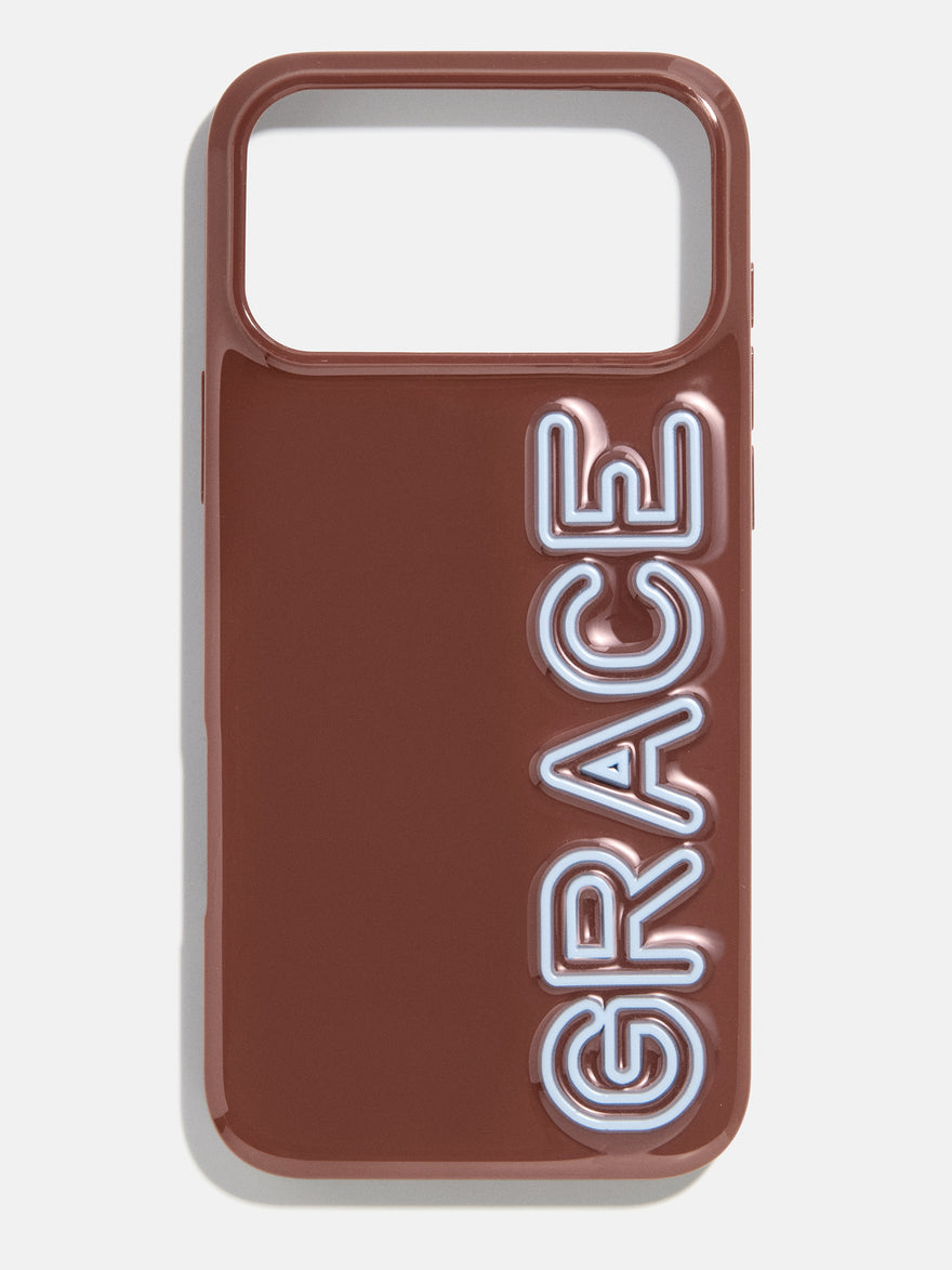 Fine Line Custom iPhone Case - Dark Brown/Light Blue