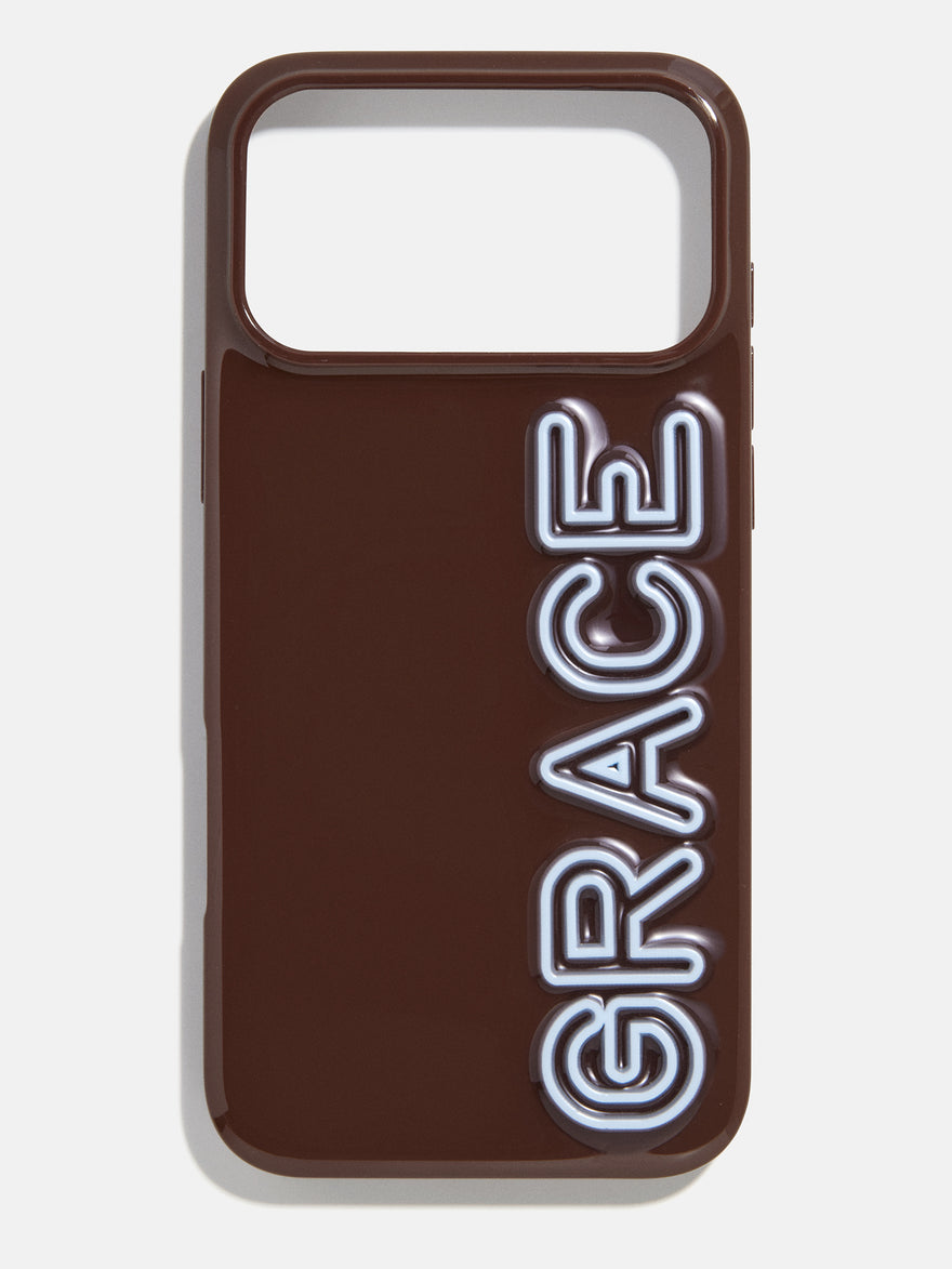 Fine Line Custom iPhone Case - Dark Brown/Light Blue