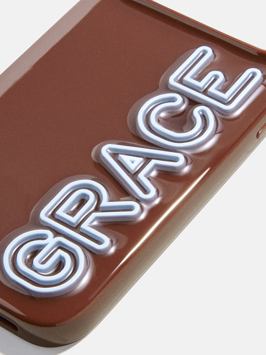 Fine Line Custom iPhone Case - Dark Brown/Light Blue