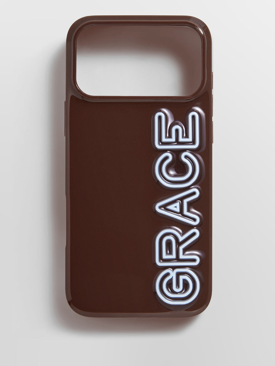Fine Line Custom iPhone Case - Dark Brown/Baby Blue